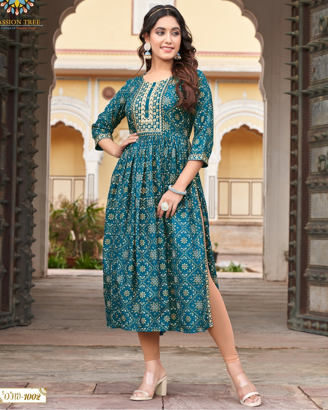 Vardan Ethnic Monza Vol 1 Rayon Wholesale Long Kurtis Catalog — Wholesale Kurtis, MPA wholesale from Surat — view 1