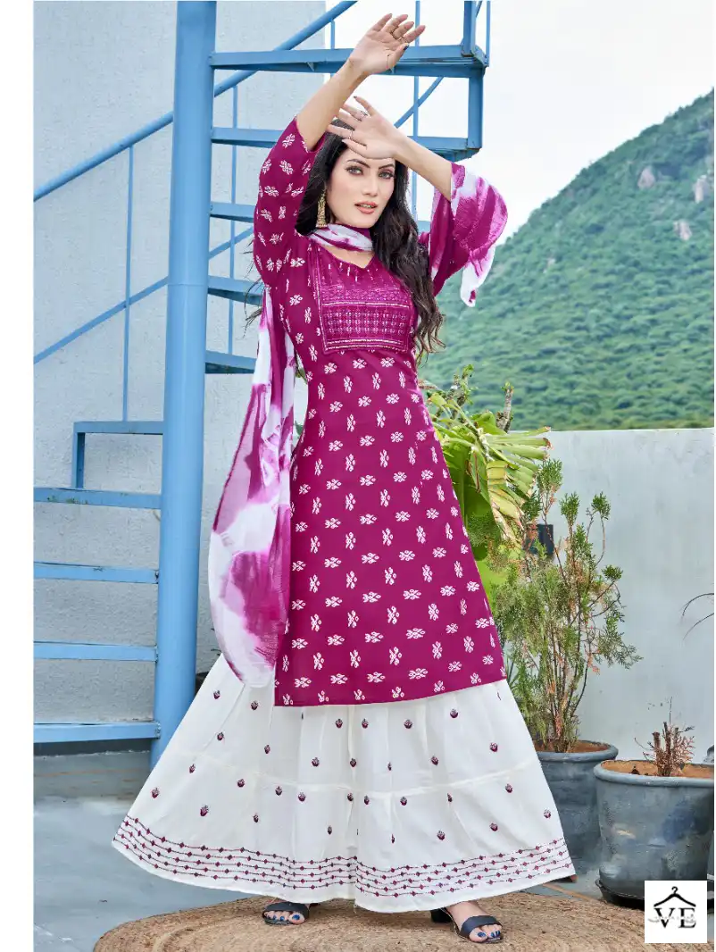 Master Maple Heavy Screen Print Rayon Wholesale Readymade Suits Catalog — Wholesale Salwar Suits, MPA wholesale from Surat - Gallery Image 3