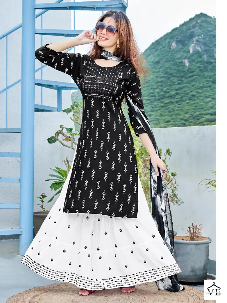 Master Maple Heavy Screen Print Rayon Wholesale Readymade Suits Catalog — Wholesale Salwar Suits, MPA wholesale from Surat - Gallery Image 4
