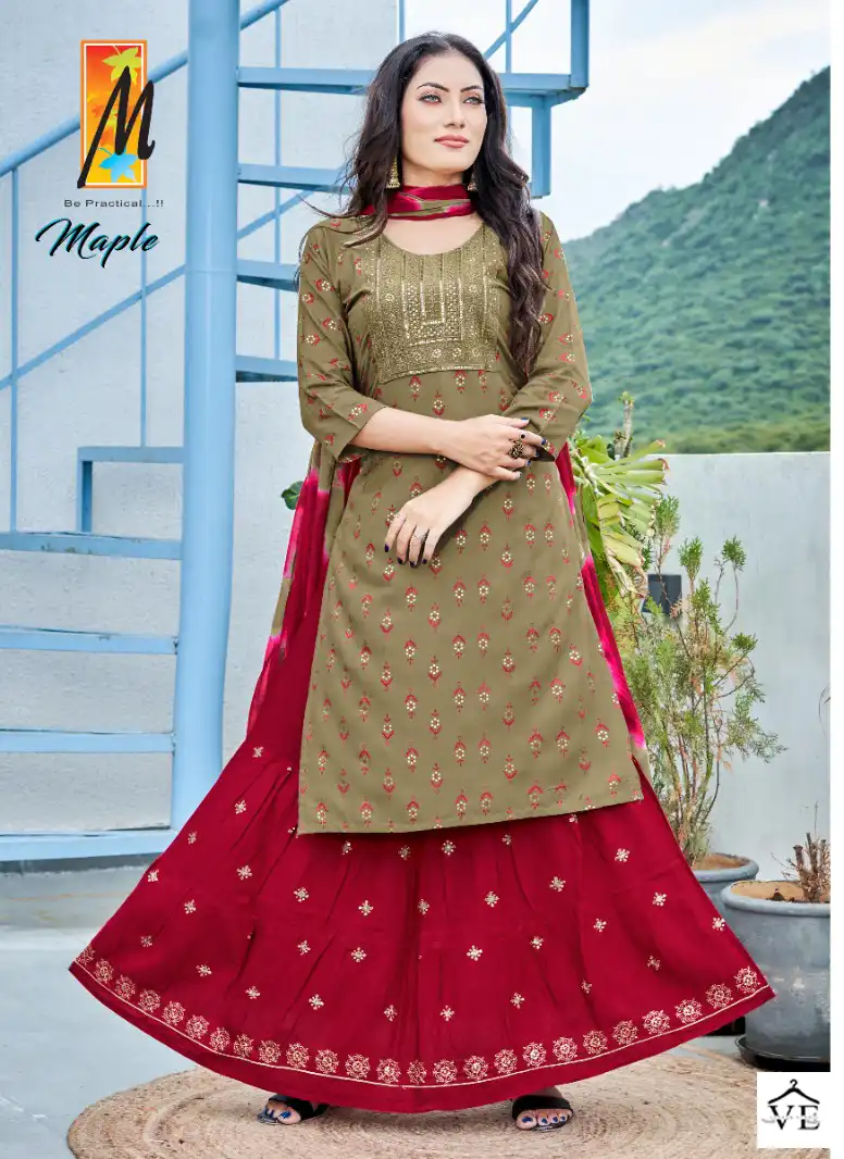 Master Maple Heavy Screen Print Rayon Wholesale Readymade Suits Catalog — Wholesale Salwar Suits, MPA wholesale from Surat - Gallery Image 7