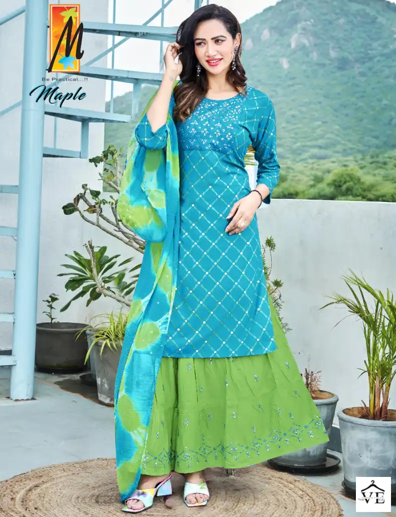 Master Maple Heavy Screen Print Rayon Wholesale Readymade Suits Catalog — Wholesale Salwar Suits, MPA wholesale from Surat — view 1