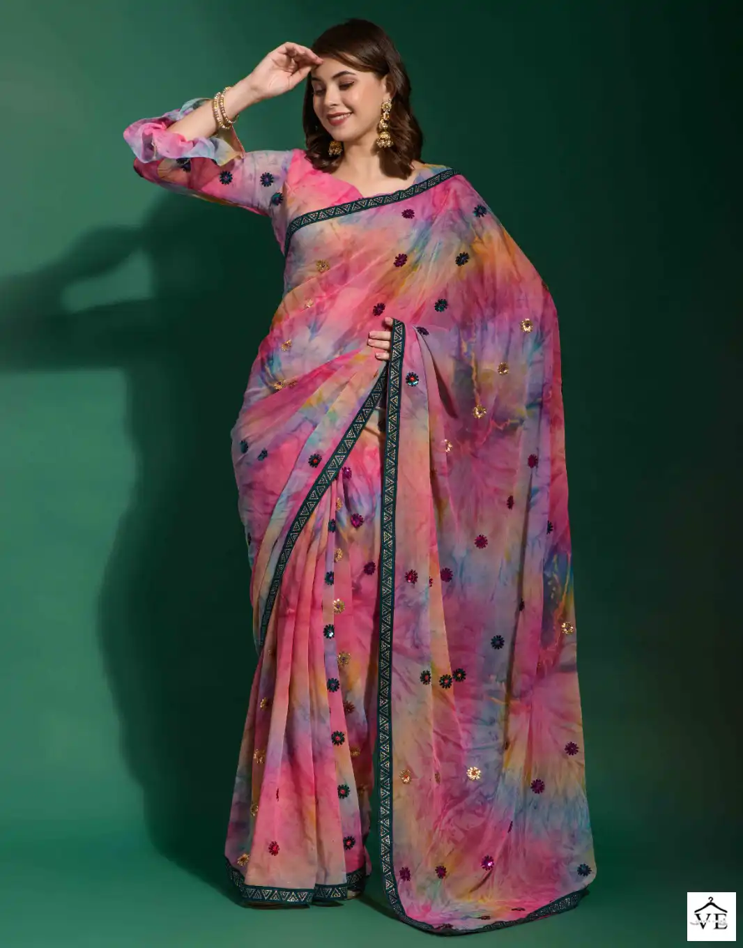 Vardan Ethnic Multi Sequin Prizam Heavy Georgette Wholesale Sarees Catalog — Wholesale Sarees, MPA wholesale from Surat — view 1