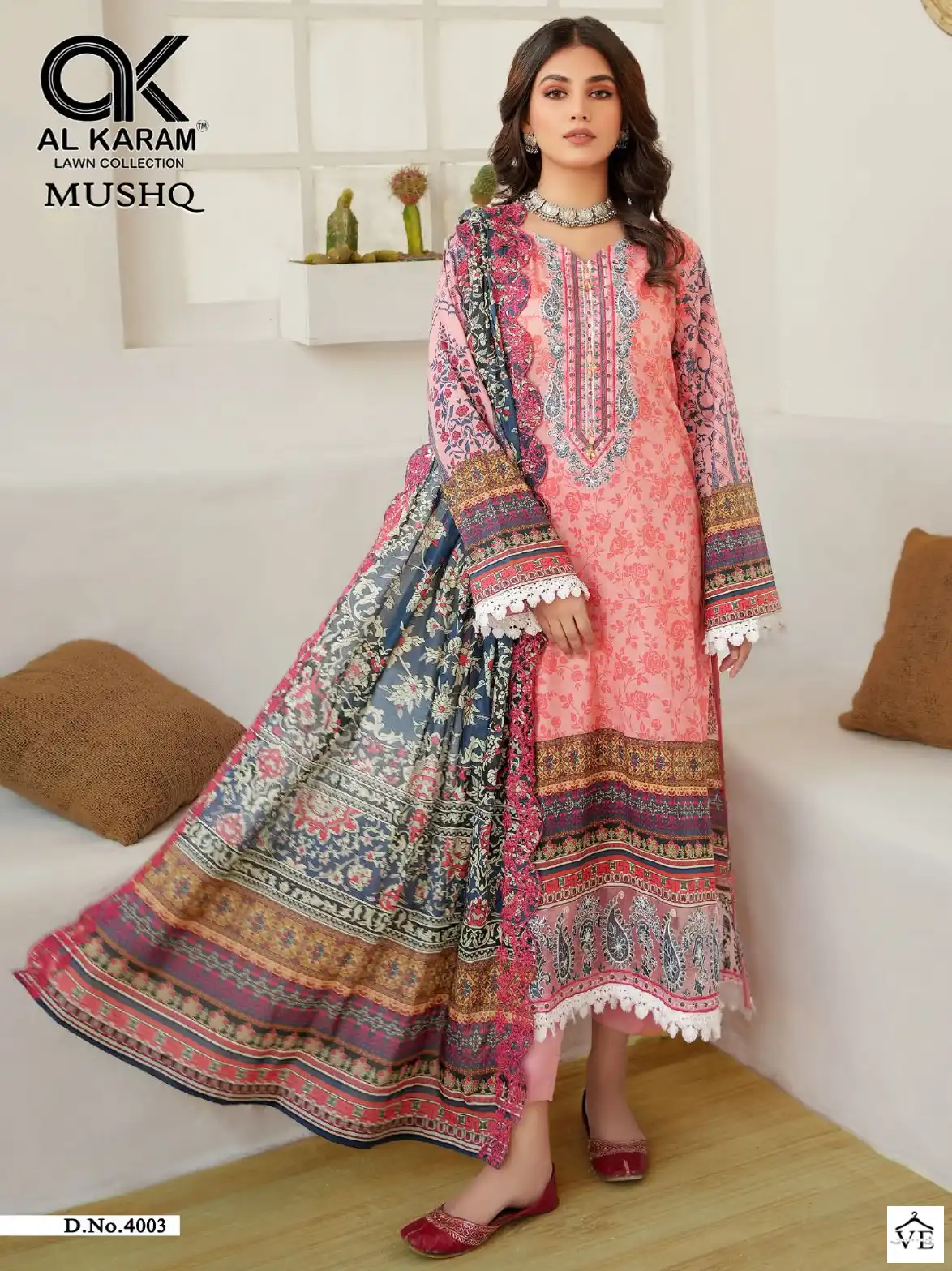 Al Karam Mushq Cotton Dupatta Vol 4 Pure Cambric Wholesale Pakistani Salwar Suit Catalog — Wholesale Salwar Suits, Alkaram wholesale from Surat — view 1