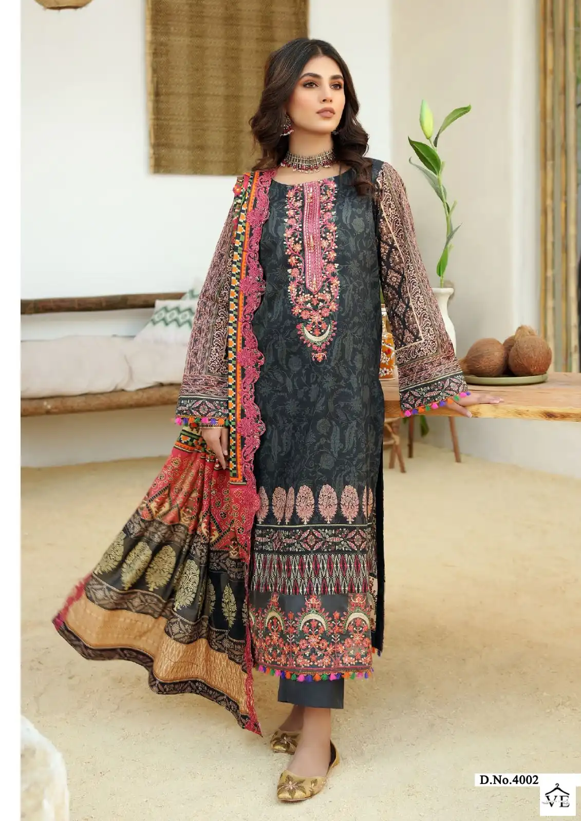 Al Karam Mushq Cotton Dupatta Vol 4 Pure Cambric Wholesale Pakistani Salwar Suit Catalog — Wholesale Salwar Suits, Alkaram wholesale from Surat - Gallery Image 5