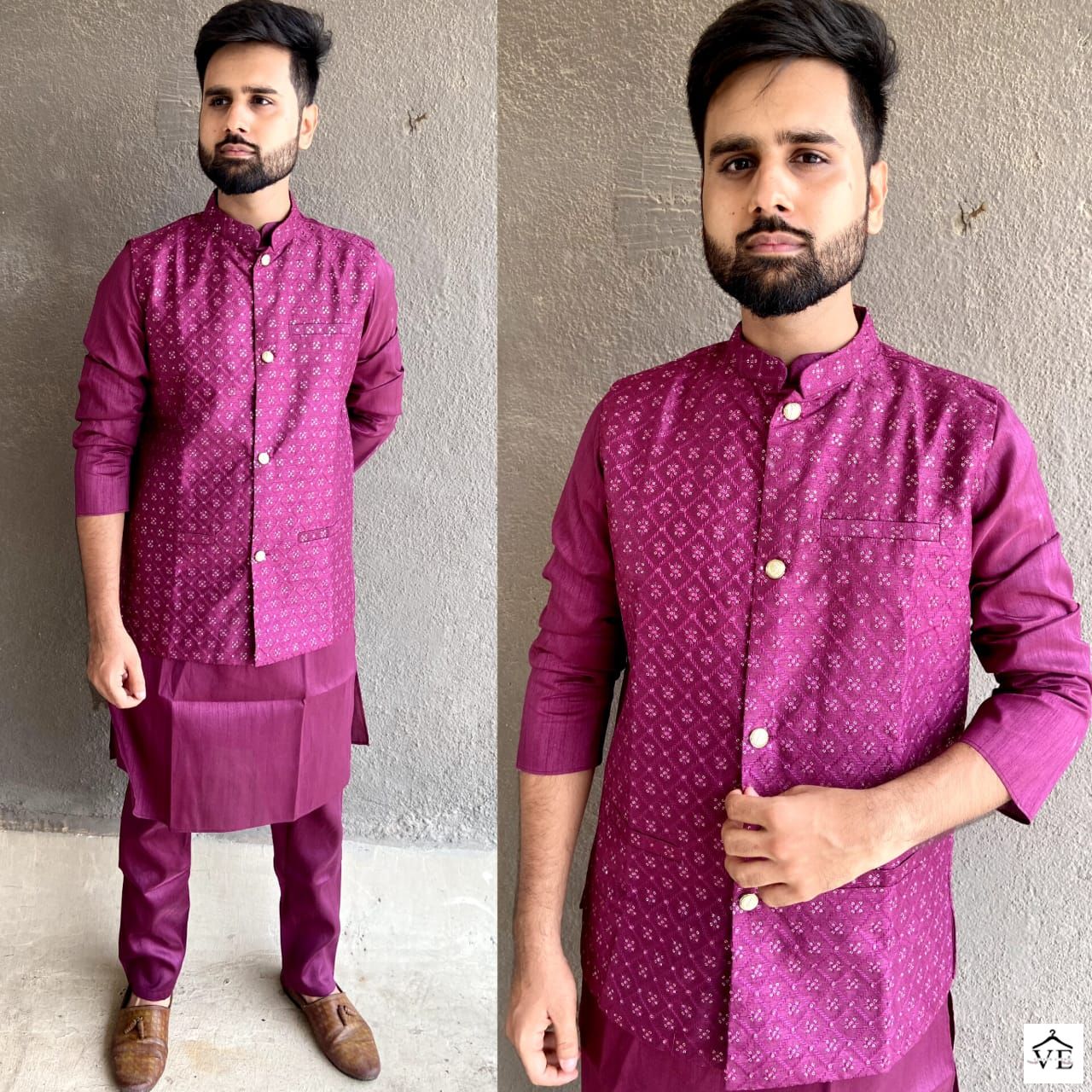 Banwery Manyavar Heavy Banglori Silk Wholesale Kurta Pajama With Koti Catalog — Wholesale, Banwery wholesale from Surat - Gallery Image 3