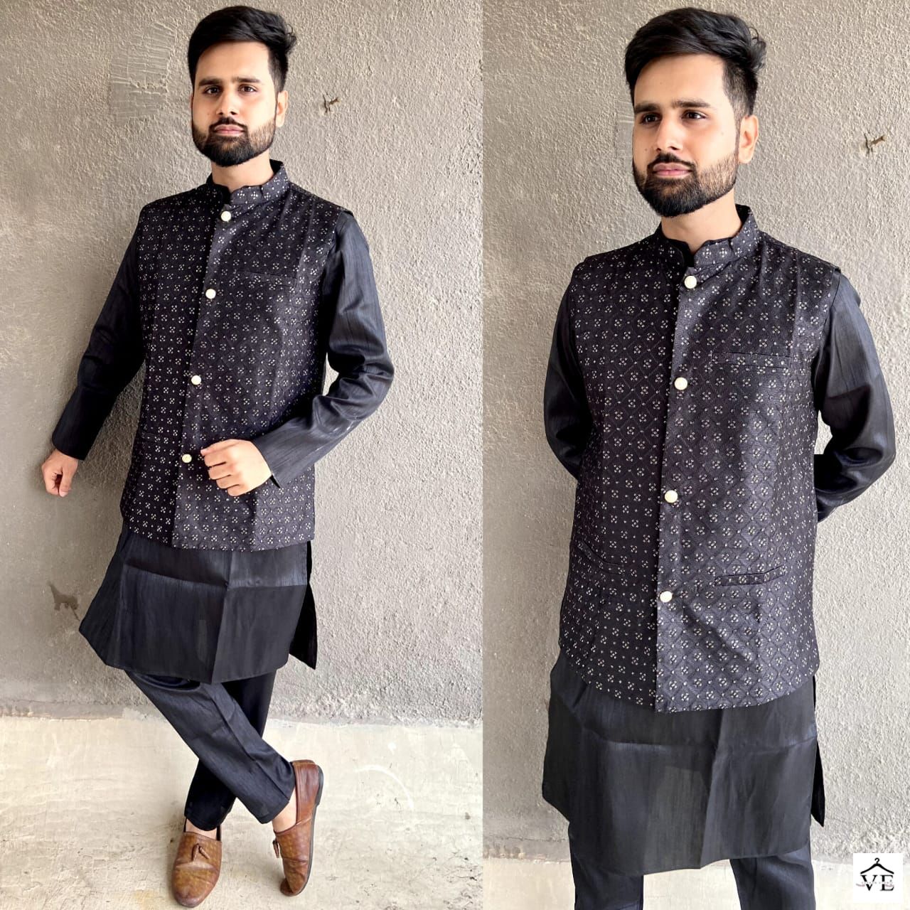 Banwery Manyavar Heavy Banglori Silk Wholesale Kurta Pajama With Koti Catalog — Wholesale, Banwery wholesale from Surat - Gallery Image 4