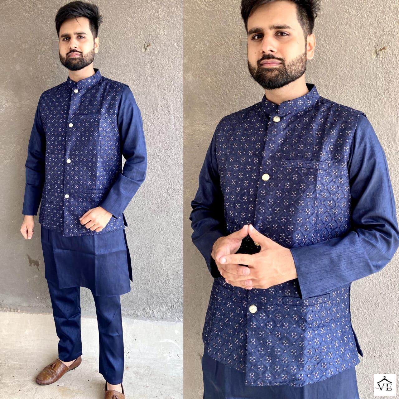 Banwery Manyavar Heavy Banglori Silk Wholesale Kurta Pajama With Koti Catalog — Wholesale, Banwery wholesale from Surat - Gallery Image 5