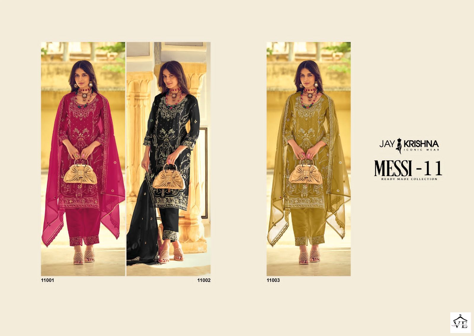 VE Messi 11 Heavy Organza Wholesale Readymade Designer Suit Catalog — Wholesale Salwar Suits, MPA wholesale from Surat — view 4