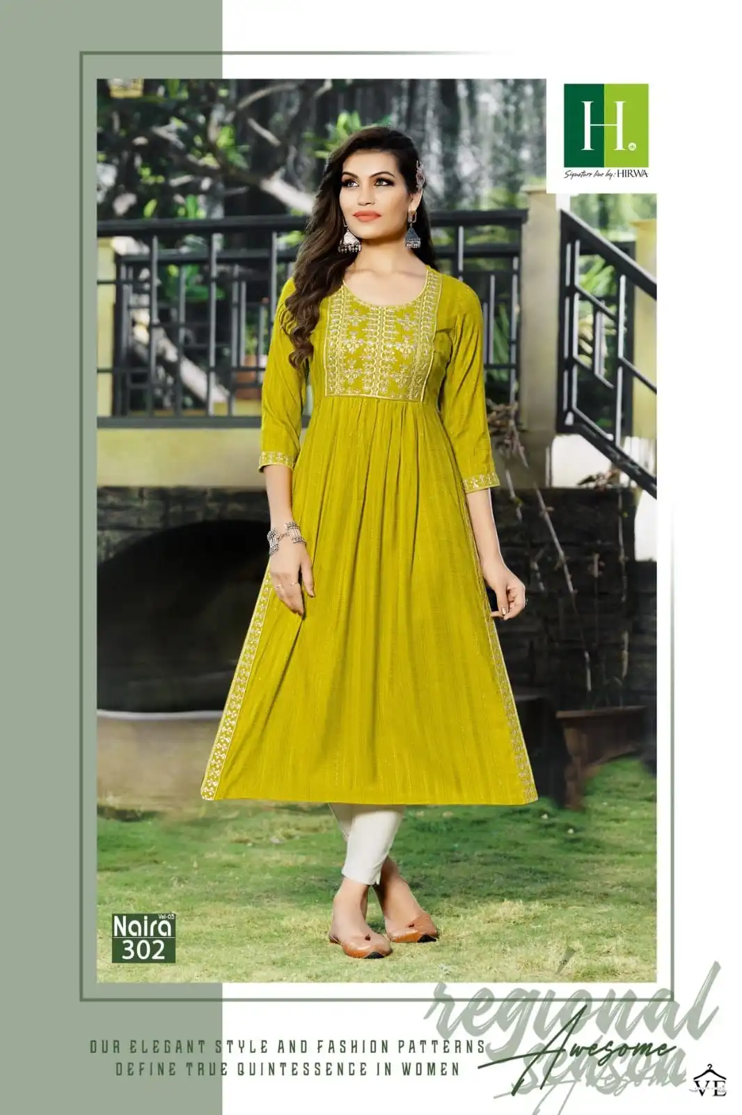 Hirwa Naira Vol 3 Fancy Viscose Rayon Wholesale Naira Cut Kurti Catalog — Wholesale Kurtis, MPA wholesale from Surat - Gallery Image 4