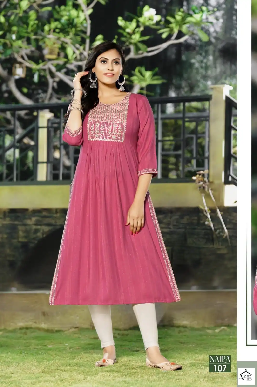 Hirwa Naira Vol 3 Fancy Viscose Rayon Wholesale Naira Cut Kurti Catalog — Wholesale Kurtis, MPA wholesale from Surat - Gallery Image 5