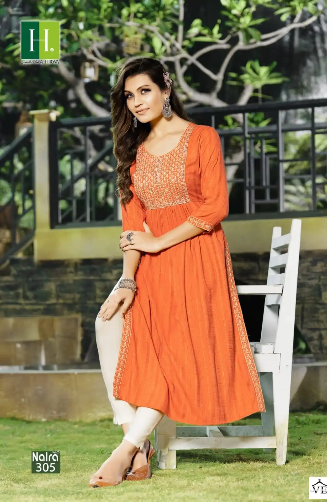 Hirwa Naira Vol 3 Fancy Viscose Rayon Wholesale Naira Cut Kurti Catalog — Wholesale Kurtis, MPA wholesale from Surat - Gallery Image 6
