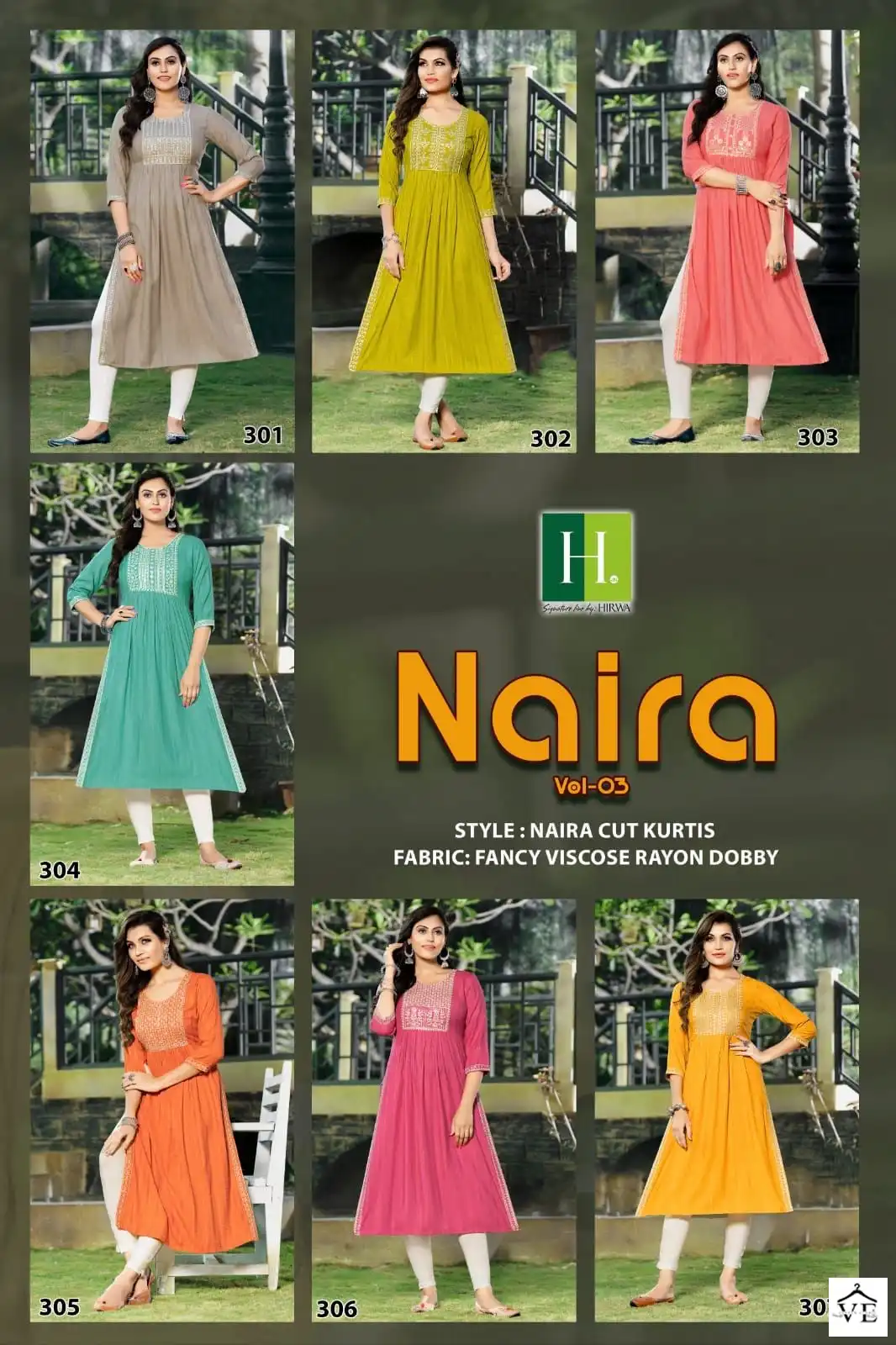 Hirwa Naira Vol 3 Fancy Viscose Rayon Wholesale Naira Cut Kurti Catalog — Wholesale Kurtis, MPA wholesale from Surat — view 8
