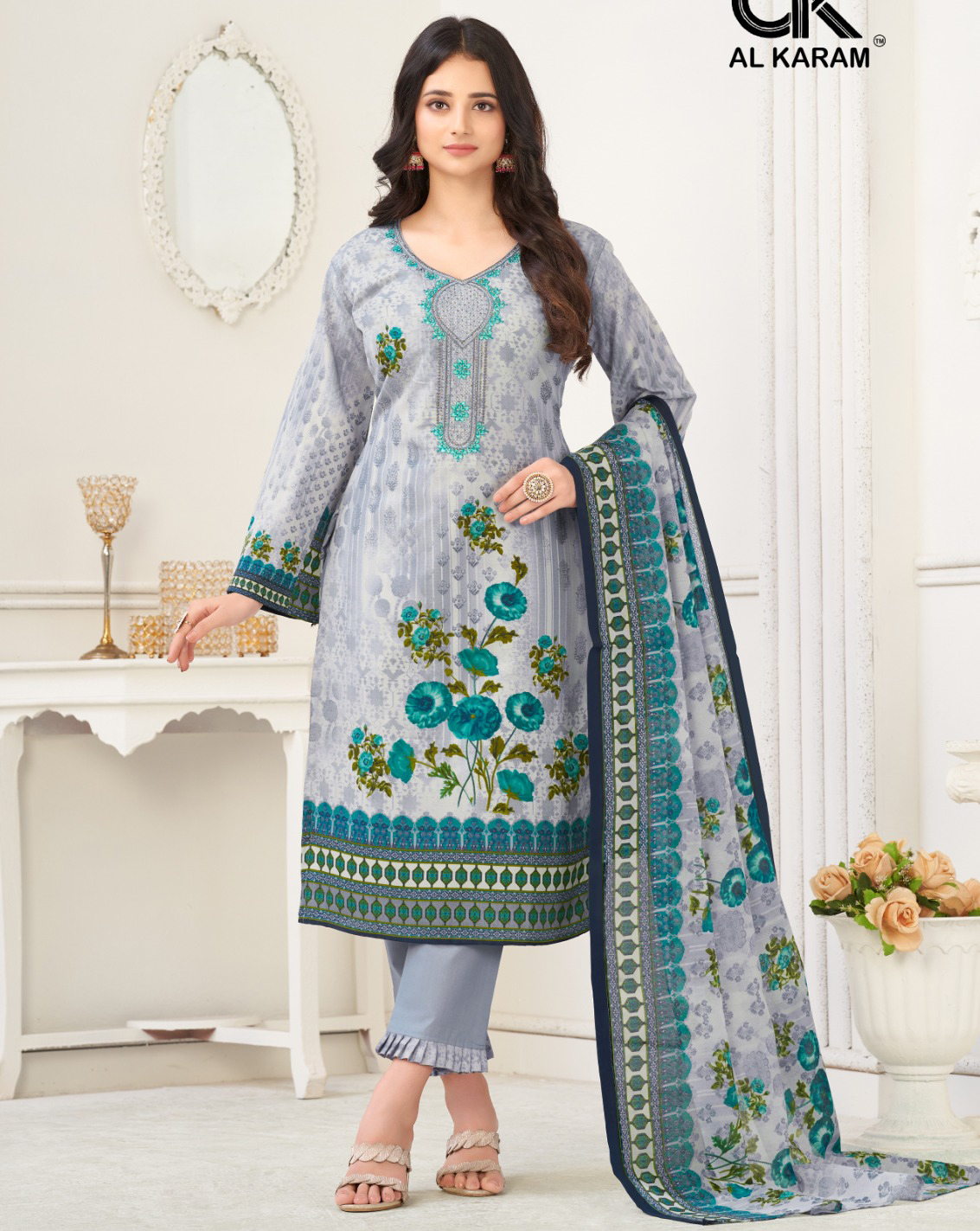 Al Karam Nairah Cotton Wholesale Pakistani Salwar Suit Catalog — Wholesale Salwar Suits, Alkaram wholesale from Surat — view 1