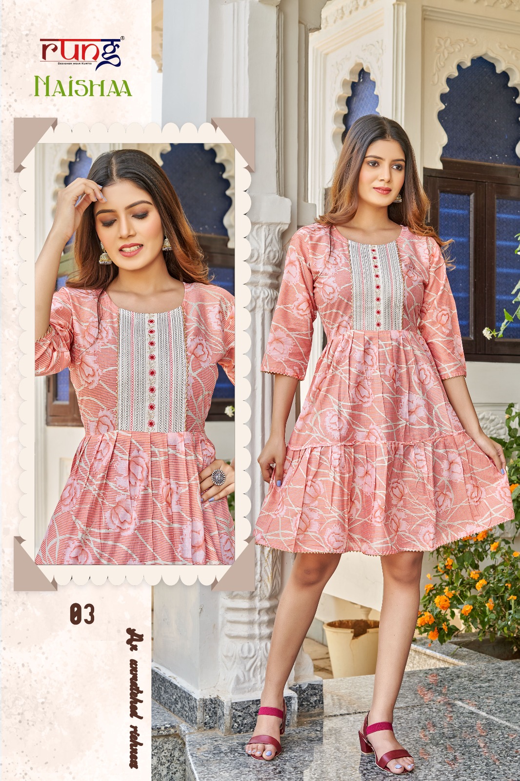 Rung Naishaa Heavy Mal Cotton Wholesale Short Kurtis Catalog — Wholesale Kurtis, MPA wholesale from Surat - Gallery Image 3
