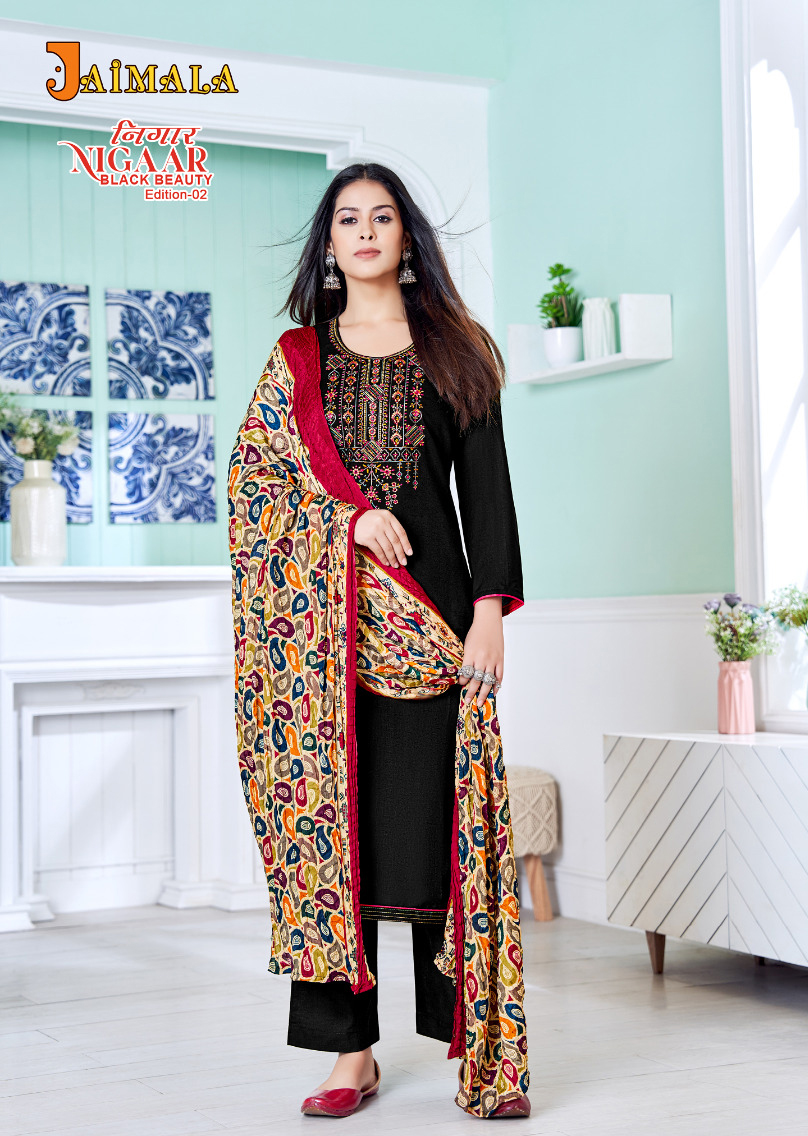 Alok Suits Nigaar Black Beauty Edition Vol 2 Rayon Wholesale Salwar Suit Catalog — Wholesale Salwar Suits, MPA wholesale from Surat - Gallery Image 3