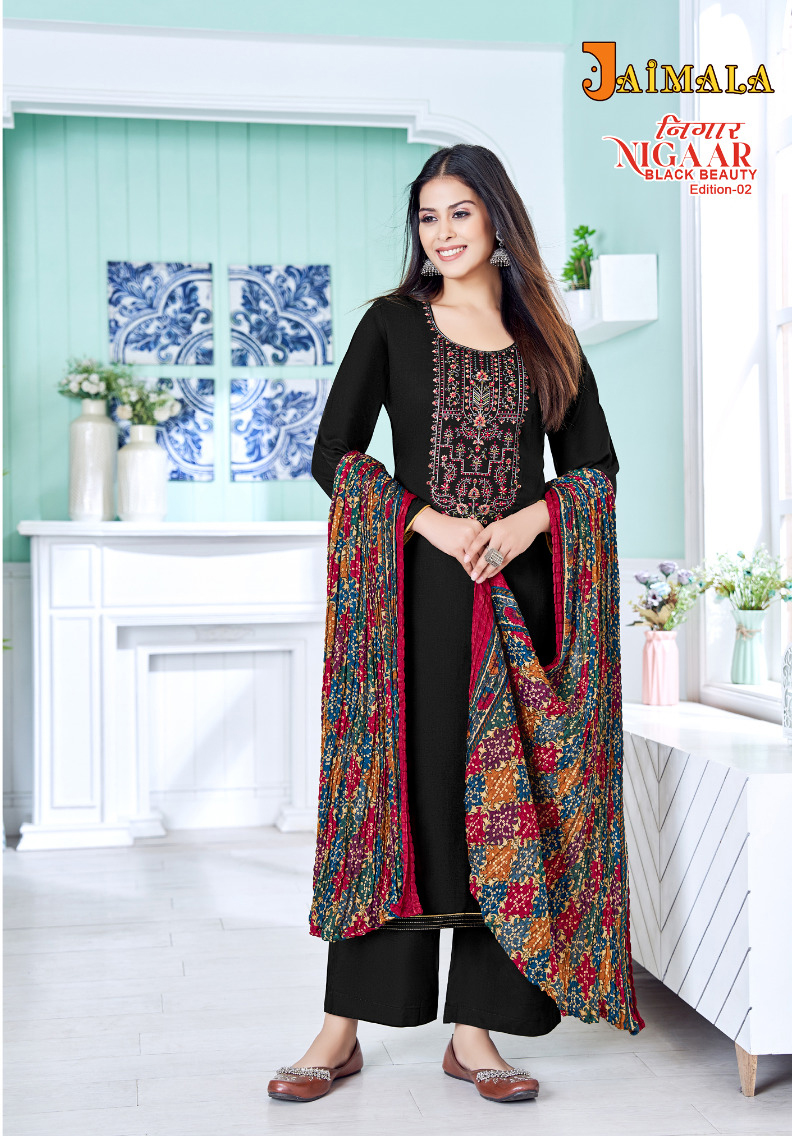 Alok Suits Nigaar Black Beauty Edition Vol 2 Rayon Wholesale Salwar Suit Catalog — Wholesale Salwar Suits, MPA wholesale from Surat - Gallery Image 8