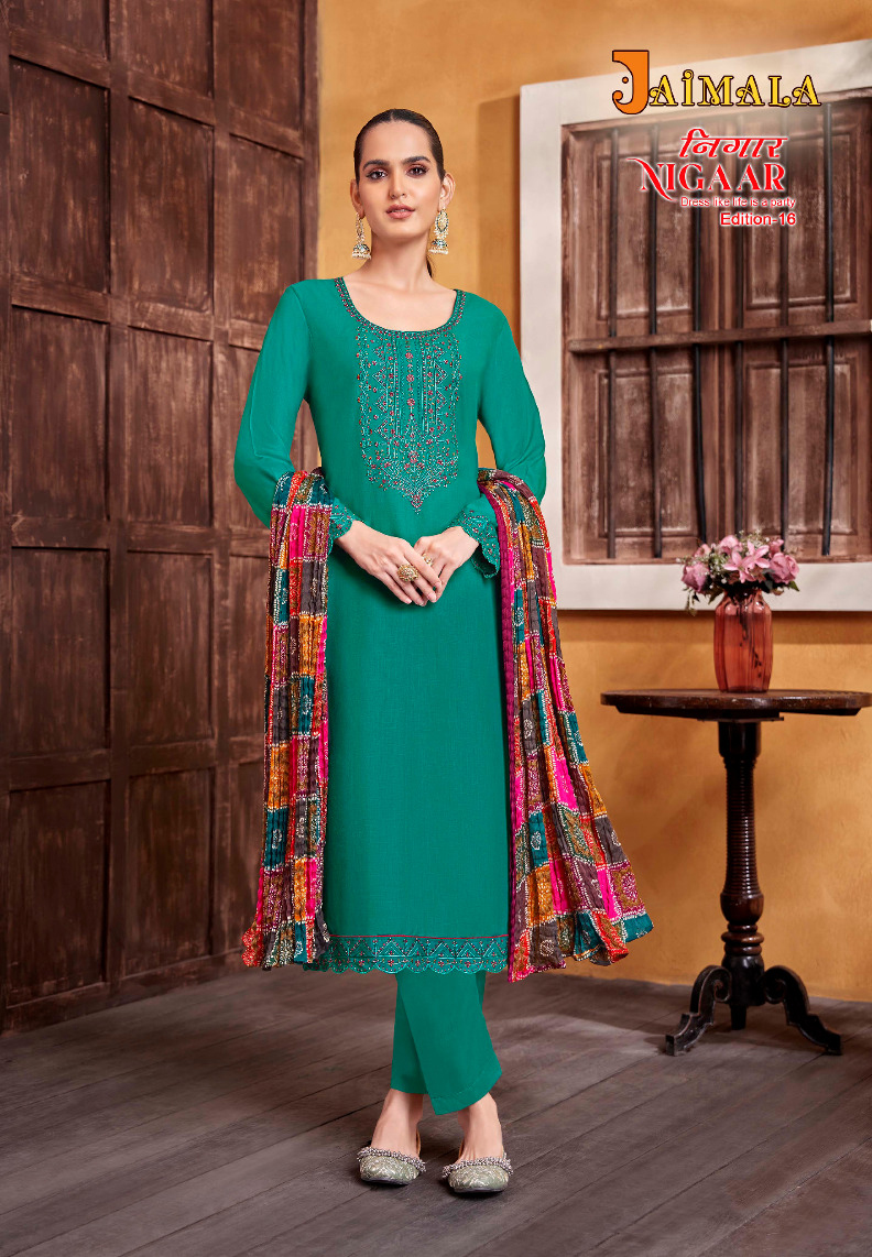 Alok Suits Nigaar Edition Vol 16 Rayon Wholesale Designer Salwar Suit Catalog — Wholesale Salwar Suits, MPA wholesale from Surat - Gallery Image 2