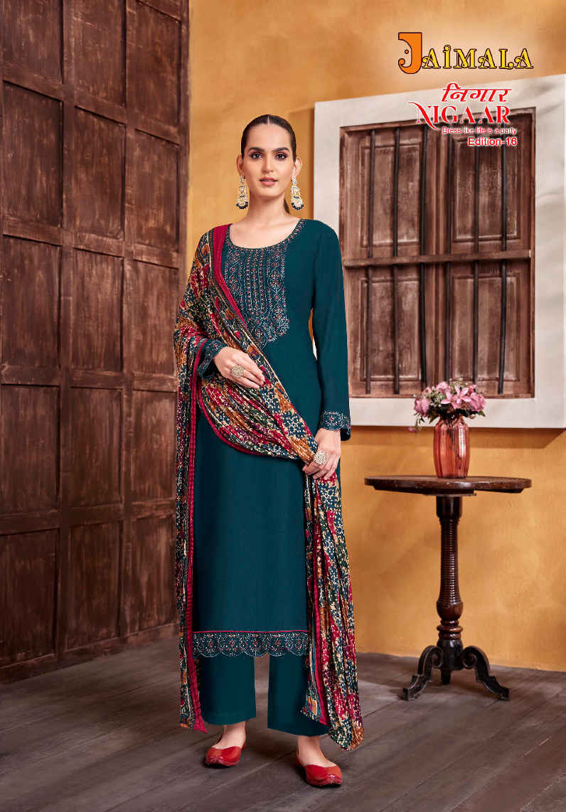 Alok Suits Nigaar Edition Vol 16 Rayon Wholesale Designer Salwar Suit Catalog — Wholesale Salwar Suits, MPA wholesale from Surat - Gallery Image 3