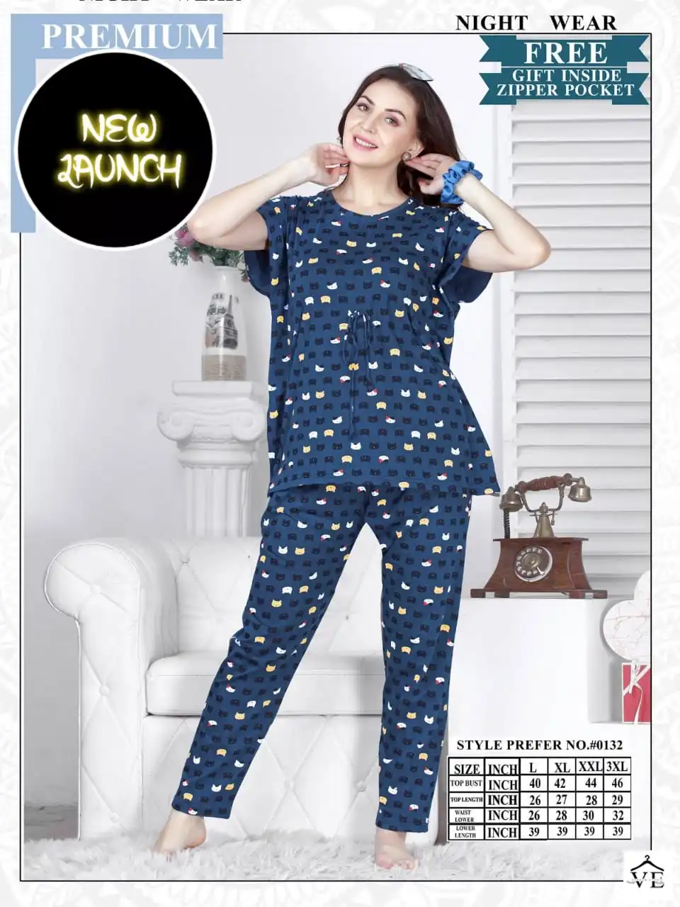 VE Summer Special Vol 1 100% Cotton Wholesale Night Suit Catalog — Wholesale, MPA wholesale from Surat — view 3