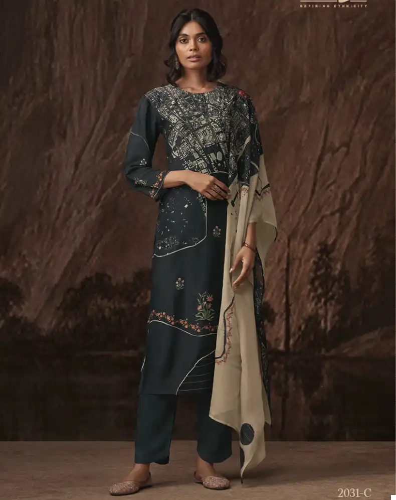 Omtex Nirja Muslin Wholesale Salwar Suit Catalog — Wholesale Salwar Suits, MPA wholesale from Surat — view 1