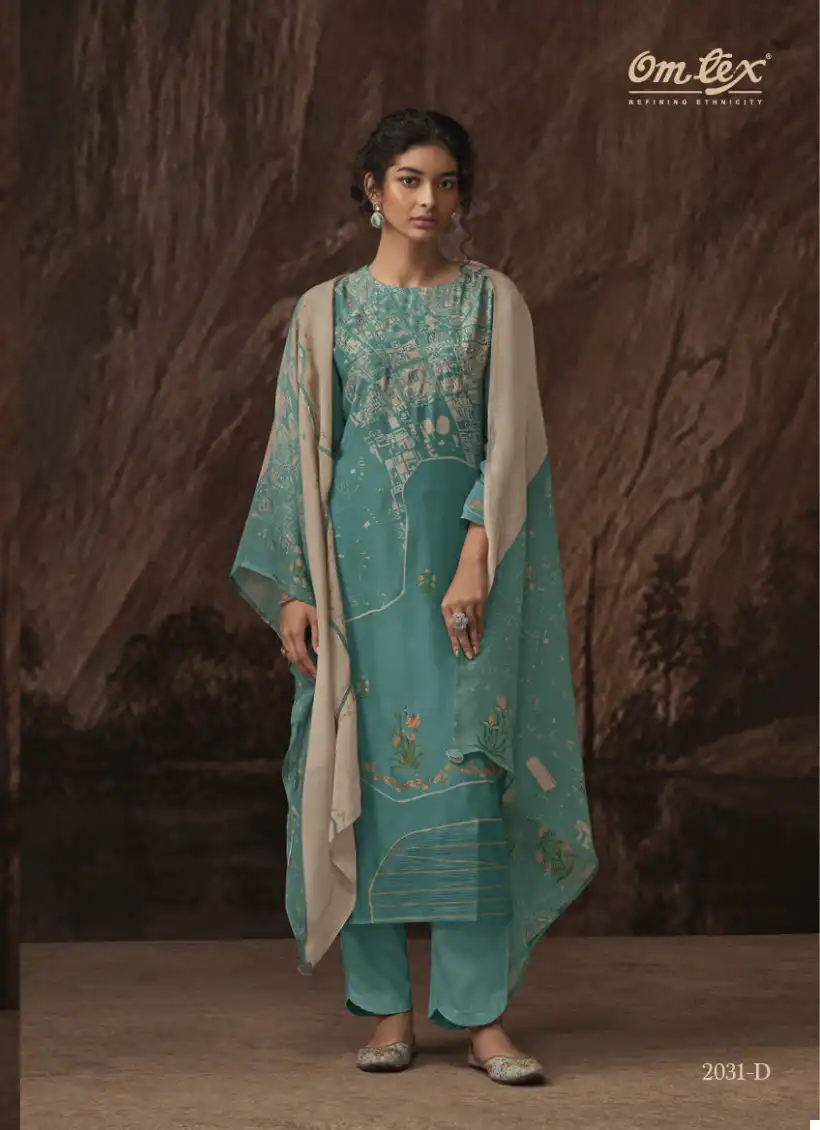 Omtex Nirja Muslin Wholesale Salwar Suit Catalog — Wholesale Salwar Suits, MPA wholesale from Surat - Gallery Image 3