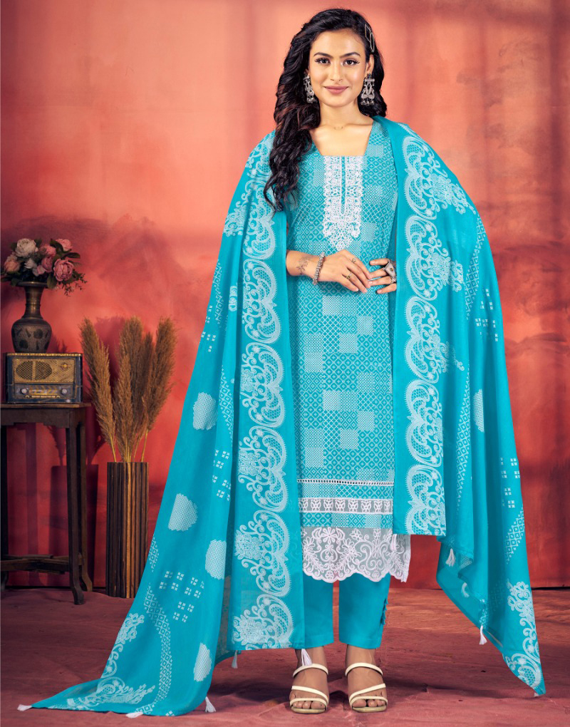 Bipson Nissan 2214 Pure Cotton Wholesale Salwar Suit Catalog — Wholesale Salwar Suits, MPA wholesale from Surat — view 1