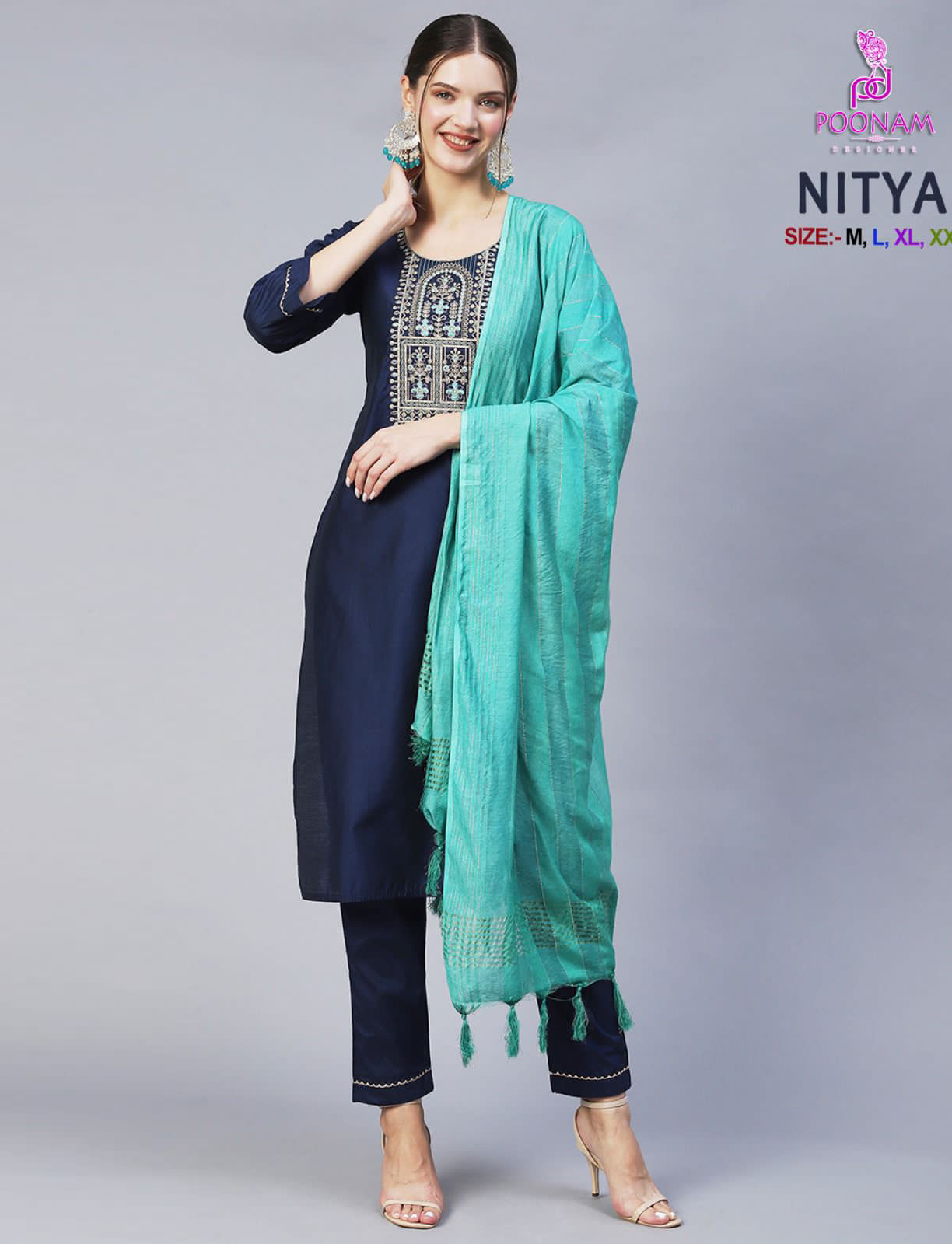 Poonam Designer Nitya Cotton Blend Wholesale Readymade Salwar Suit Catalog — Wholesale Salwar Suits, MPA wholesale from Surat — view 1