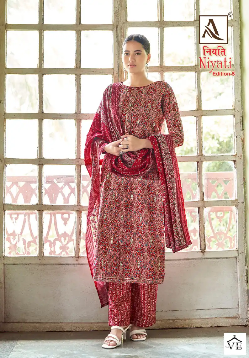 Alok Suits Niyati Edition Vol 5 Pure Mudal Chanderi Wholesale Salwar Suit Catalog — Wholesale Salwar Suits, MPA wholesale from Surat - Gallery Image 6