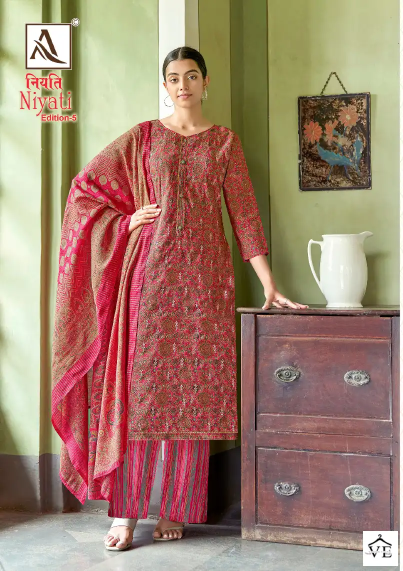 Alok Suits Niyati Edition Vol 5 Pure Mudal Chanderi Wholesale Salwar Suit Catalog — Wholesale Salwar Suits, MPA wholesale from Surat - Gallery Image 7