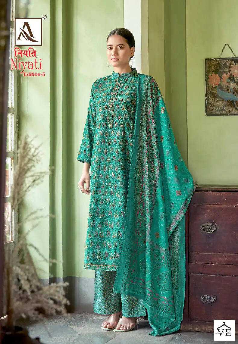 Alok Suits Niyati Edition Vol 5 Pure Mudal Chanderi Wholesale Salwar Suit Catalog — Wholesale Salwar Suits, MPA wholesale from Surat - Gallery Image 8
