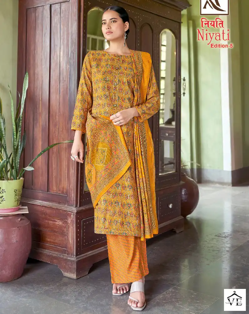 Alok Suits Niyati Edition Vol 5 Pure Mudal Chanderi Wholesale Salwar Suit Catalog — Wholesale Salwar Suits, MPA wholesale from Surat — view 1