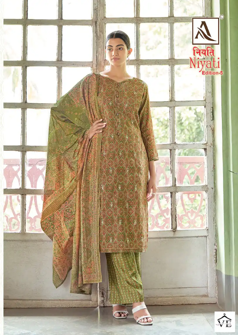 Alok Suits Niyati Edition Vol 5 Pure Mudal Chanderi Wholesale Salwar Suit Catalog — Wholesale Salwar Suits, MPA wholesale from Surat - Gallery Image 2