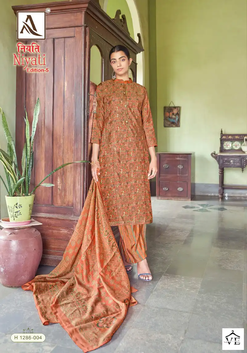 Alok Suits Niyati Edition Vol 5 Pure Mudal Chanderi Wholesale Salwar Suit Catalog — Wholesale Salwar Suits, MPA wholesale from Surat - Gallery Image 4