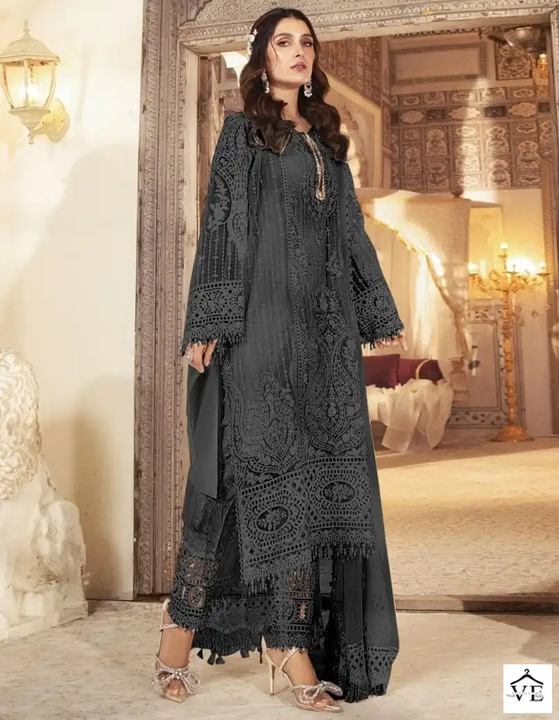 Noor Jahan NJ-18 Black Faux Georgette Wholesale Pakistani Suits — Wholesale Salwar Suits, MPA wholesale from Surat — view 1