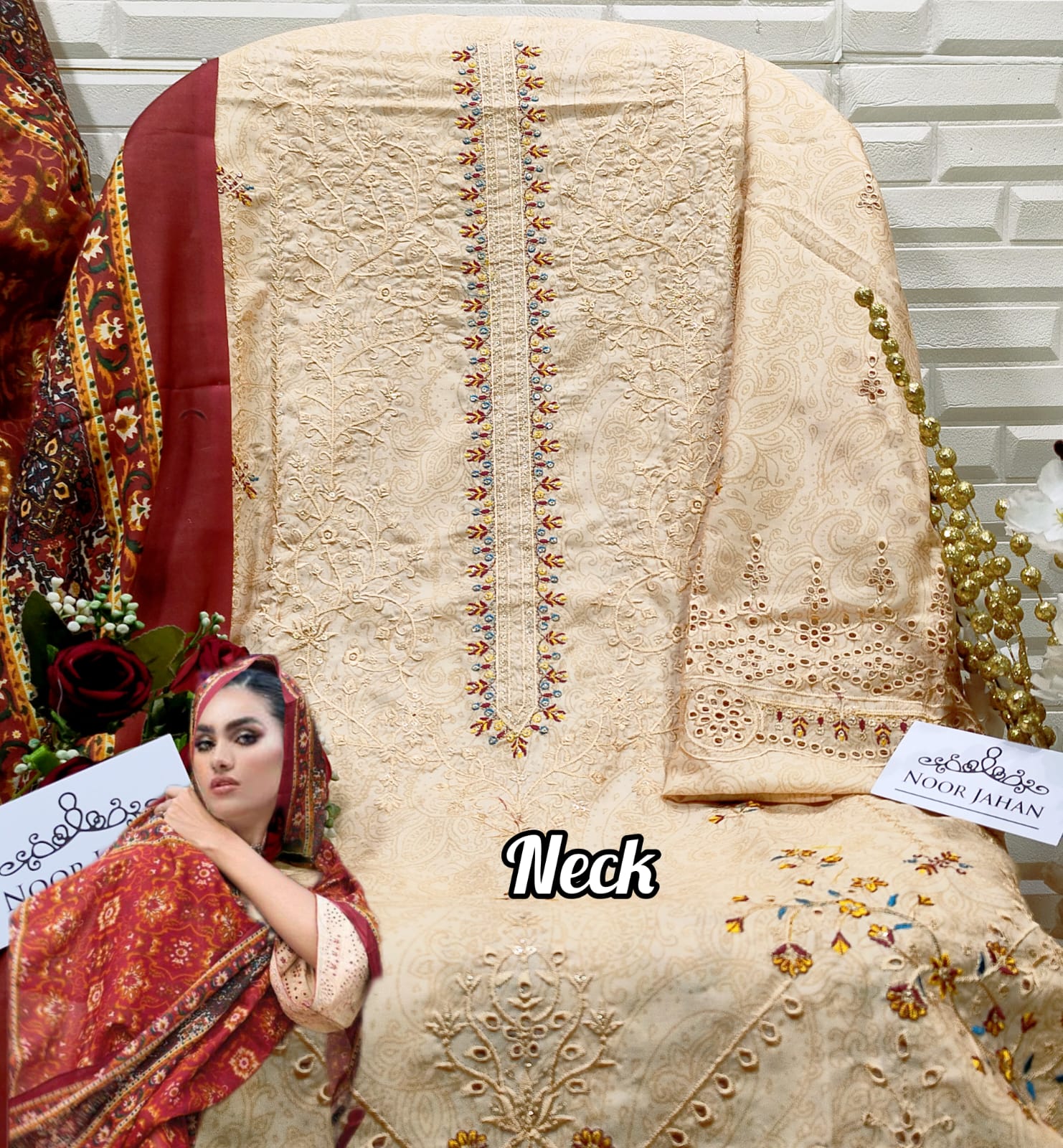 Noor Jahan Nj 20 Semi Lawn Cotton Wholesale Pakistani Salwar Suit Catalog — Wholesale Salwar Suits, MPA wholesale from Surat - Gallery Image 3