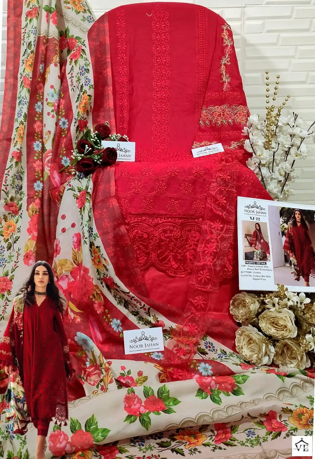 Noor Jahan NJ - 22 Heavy Cotton Wholesale Pakistani Suit — Wholesale Salwar Suits, MPA wholesale from Surat - Gallery Image 2