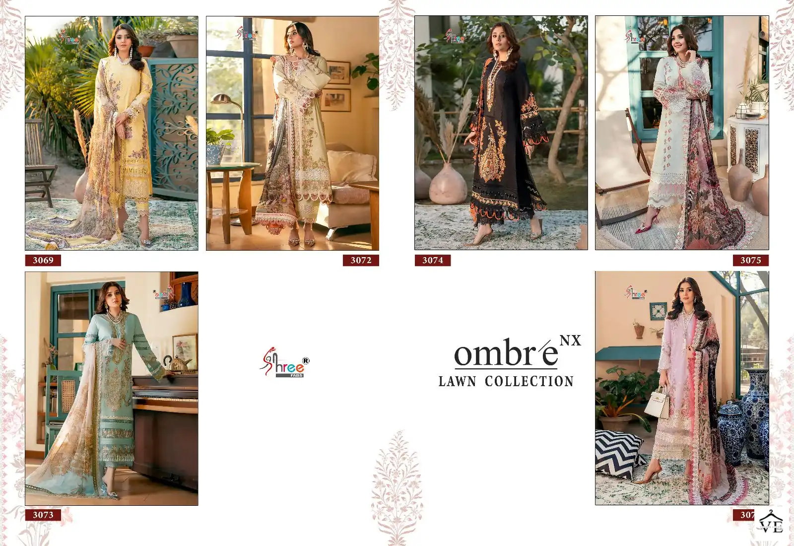 Shree Fabs Ombre Lawn Collection Nx Lawn Cotton Wholesale Designer Pakistani Salwar Suit Catalog — Wholesale Salwar Suits, MPA wholesale from Surat — view 7