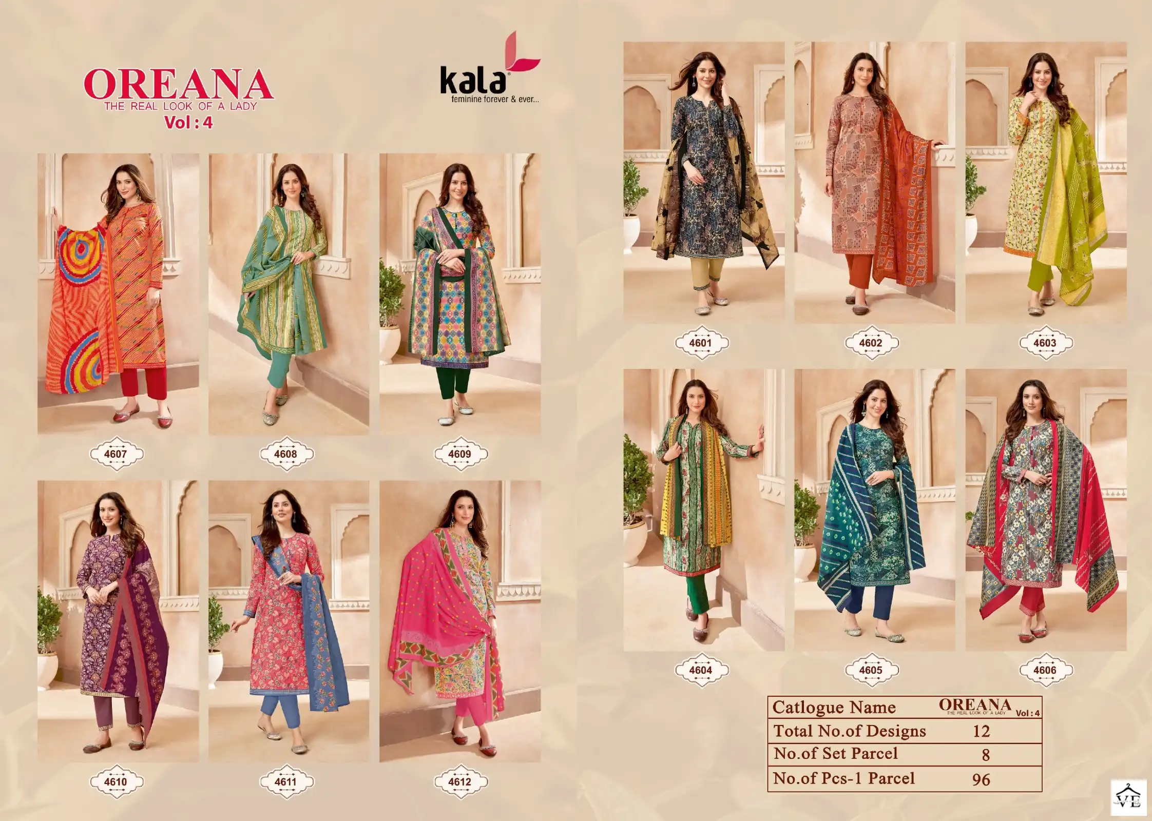 Kala Fashion Oreana Vol 4 Cotton Wholesale Readymade Suits Catalog — Wholesale Salwar Suits, MPA wholesale from Surat — view 13