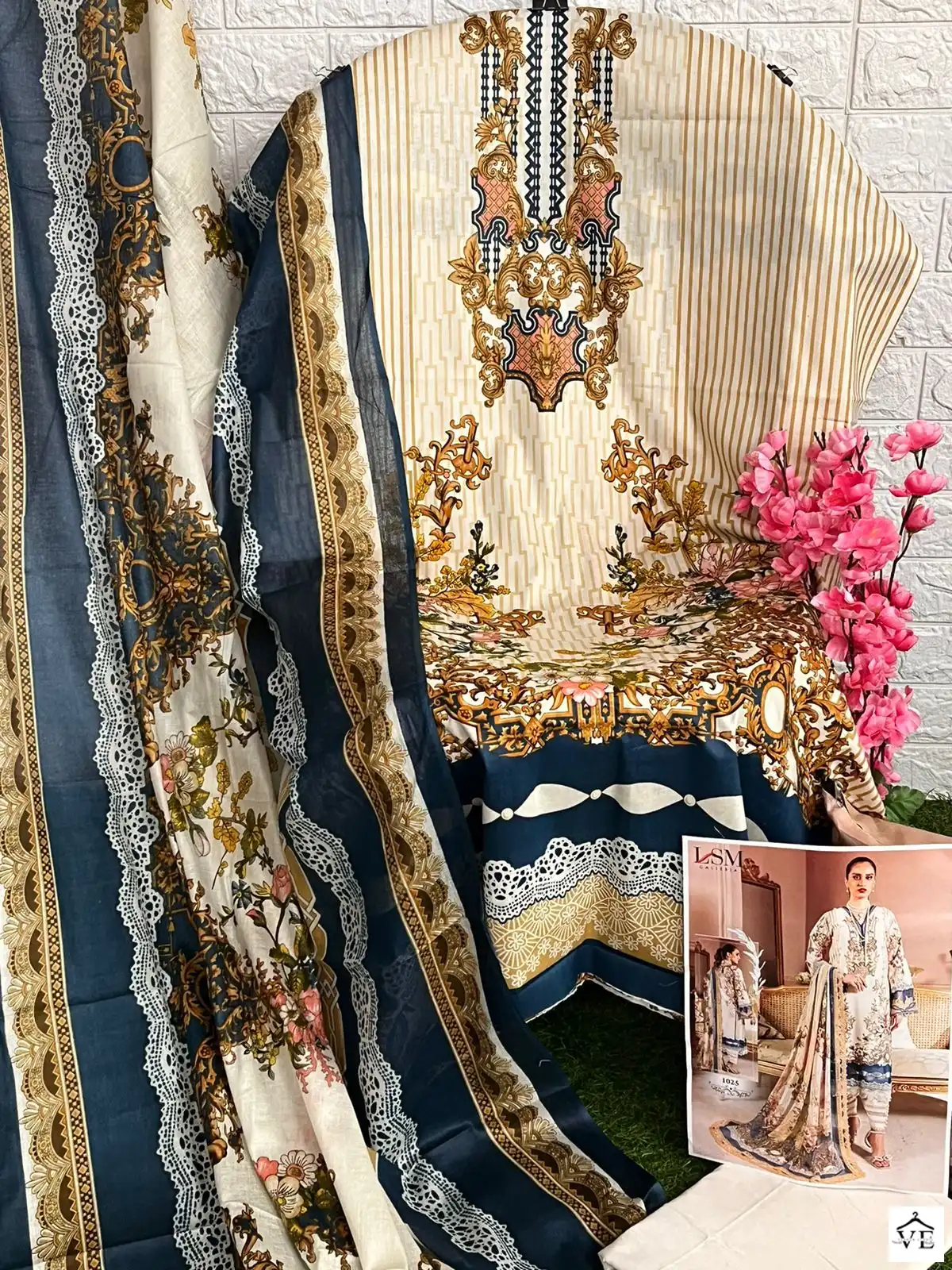 Lsm Parian Dream Heavy Luxury Lawn Collection Vol 3 Pure Heavy Lawn Wholesale Pakistani Suits Catalog — Wholesale Salwar Suits, Lsm wholesale from Surat - Gallery Image 9