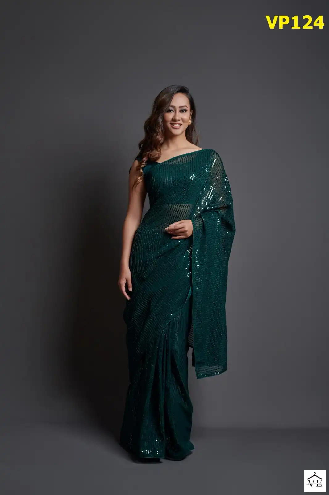 Vardan Ethnic Plain Sequence Soft Georgette Wholesale Party Wear Saree Catalog — Wholesale Sarees, MPA wholesale from Surat - Gallery Image 2