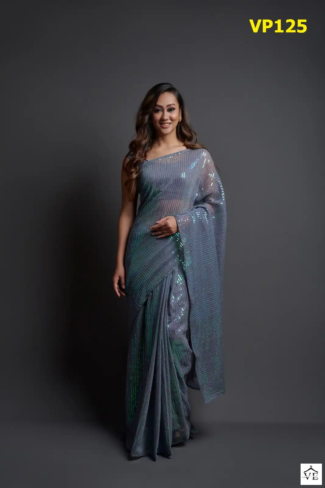 Vardan Ethnic Plain Sequence Soft Georgette Wholesale Party Wear Saree Catalog — Wholesale Sarees, MPA wholesale from Surat - Gallery Image 4