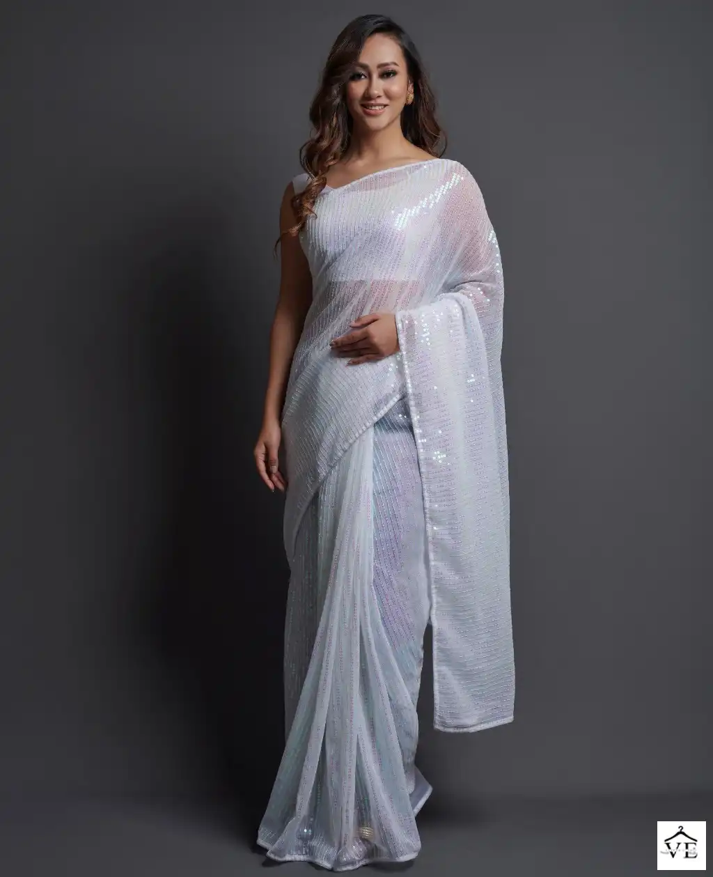 Vardan Ethnic Plain Sequence Soft Georgette Wholesale Party Wear Saree Catalog — Wholesale Sarees, MPA wholesale from Surat - Gallery Image 6