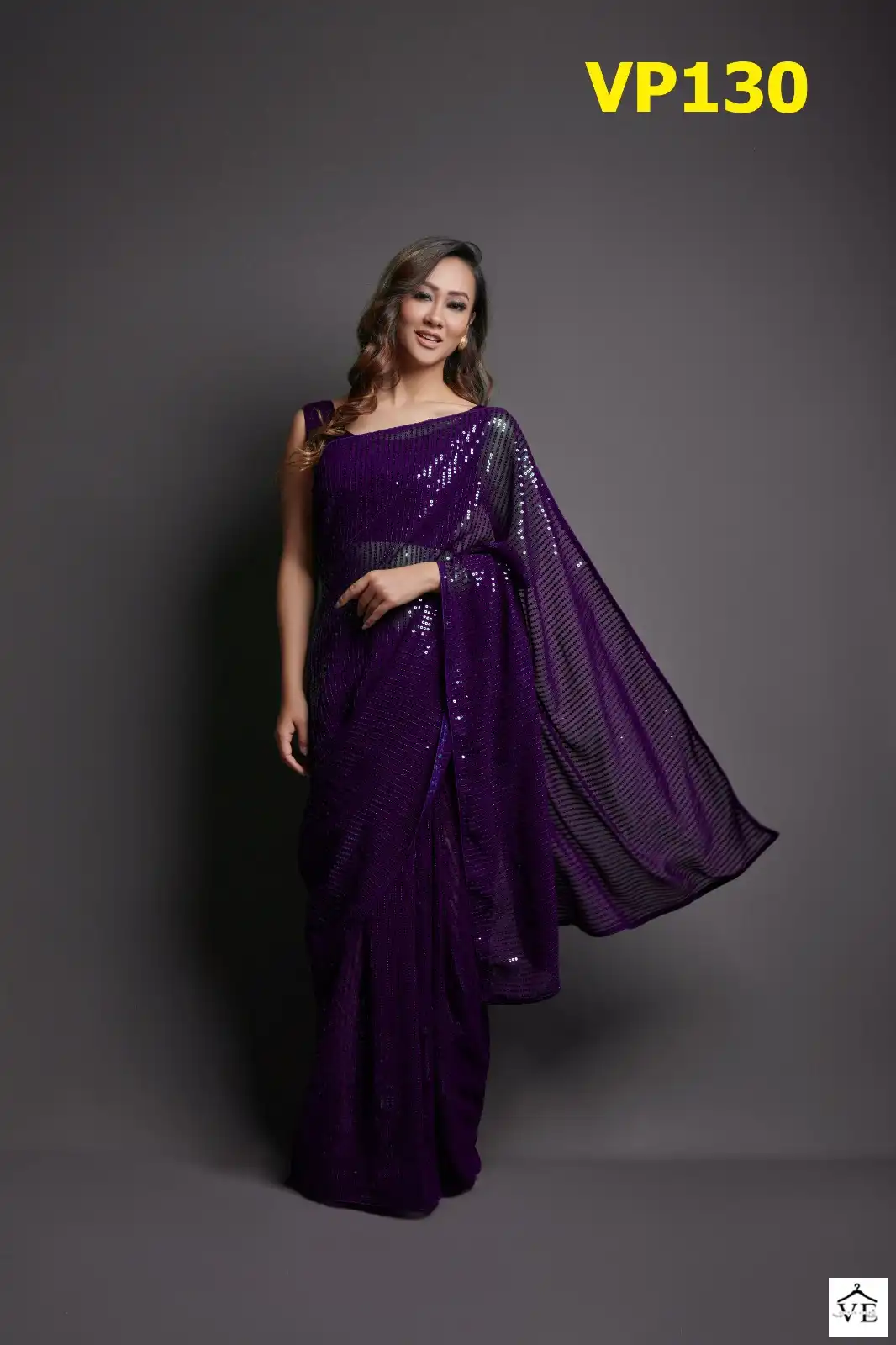 Vardan Ethnic Plain Sequence Soft Georgette Wholesale Party Wear Saree Catalog — Wholesale Sarees, MPA wholesale from Surat - Gallery Image 7