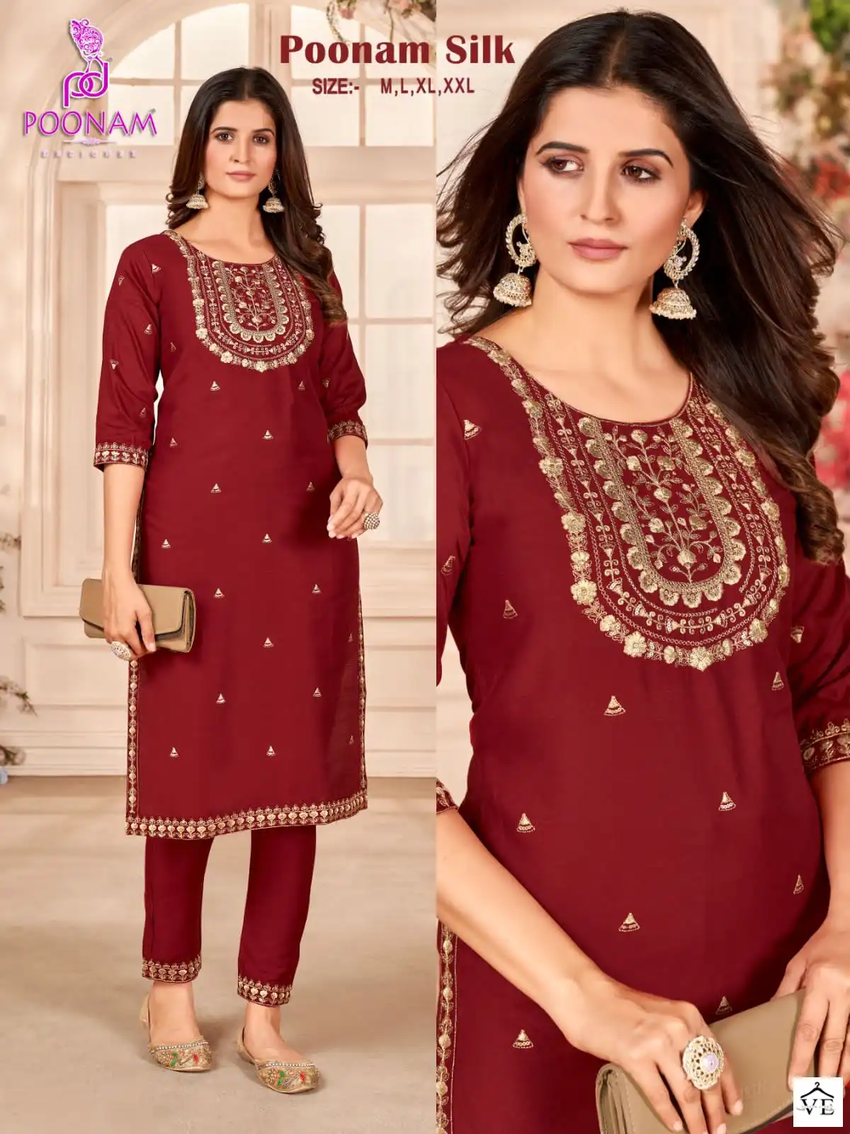 Poonam Designer Poonam Silk Cotton Wholesale Top With Bottom Catalog — Wholesale Kurtis, MPA wholesale from Surat - Gallery Image 5