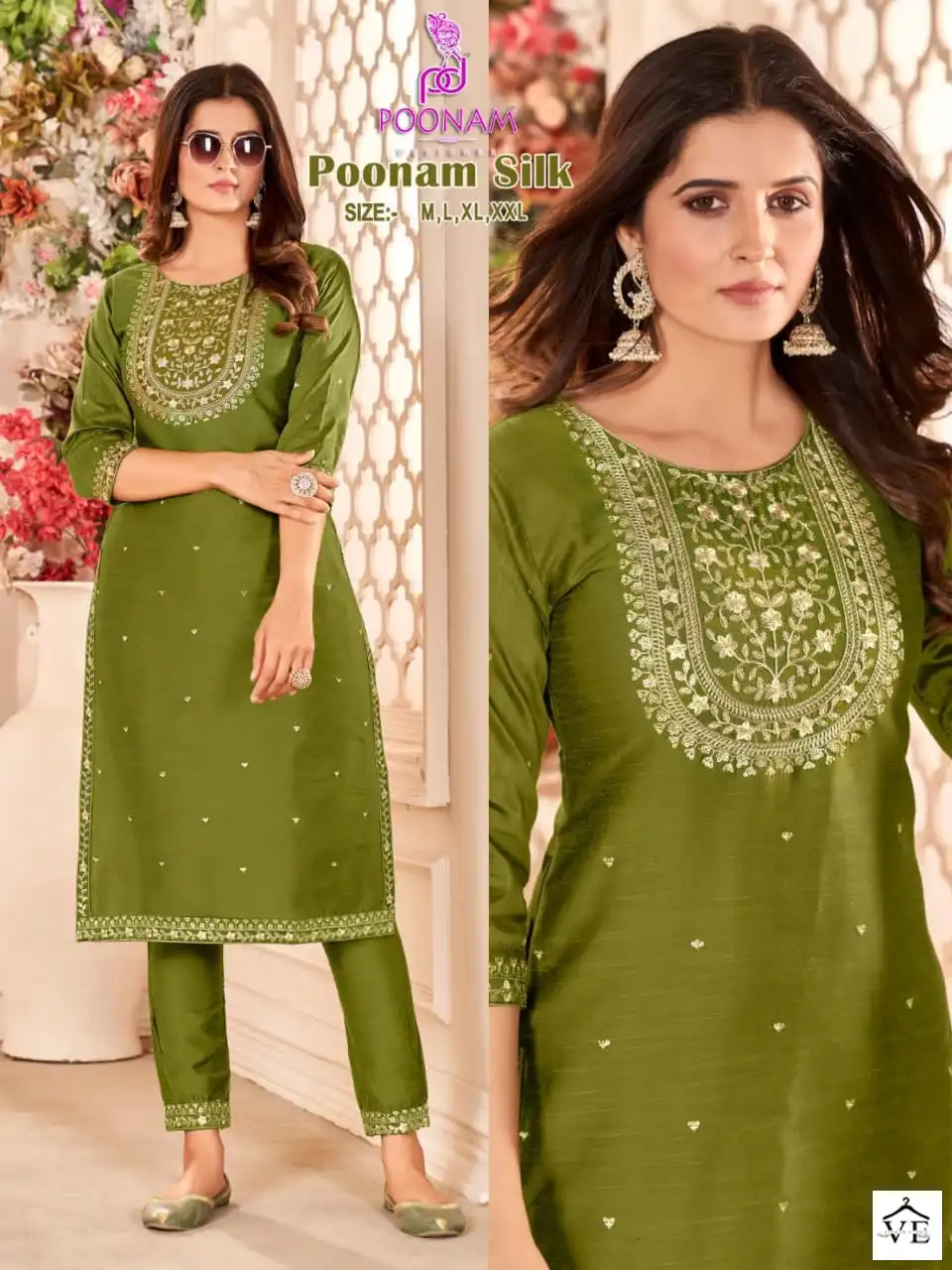 Poonam Designer Poonam Silk Cotton Wholesale Top With Bottom Catalog — Wholesale Kurtis, MPA wholesale from Surat - Gallery Image 6