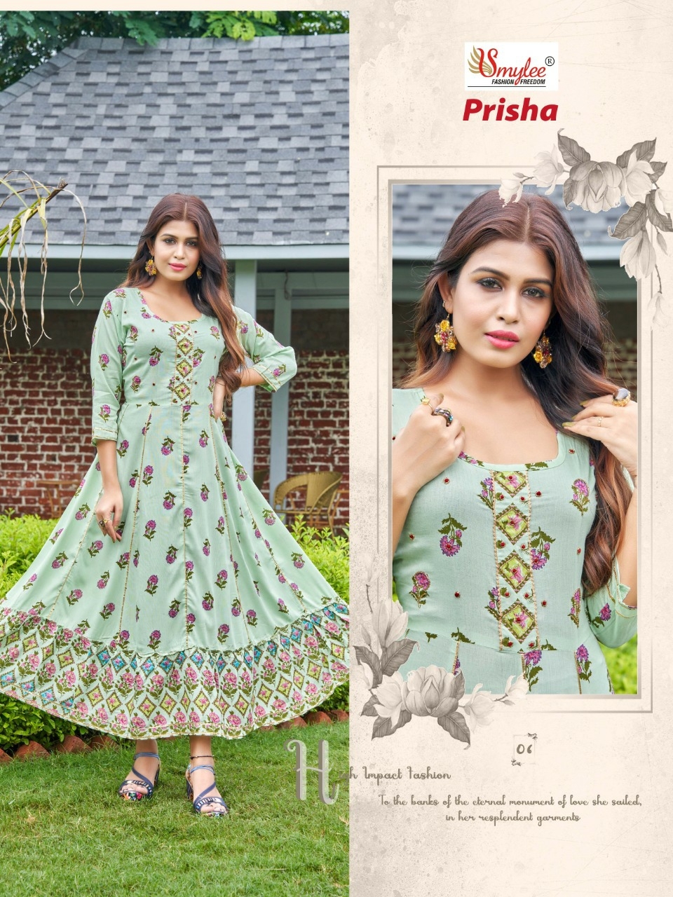 Smylee Prisha Rayon Print Wholesale Long Kurtis Catalog — Wholesale Kurtis, MPA wholesale from Surat - Gallery Image 3