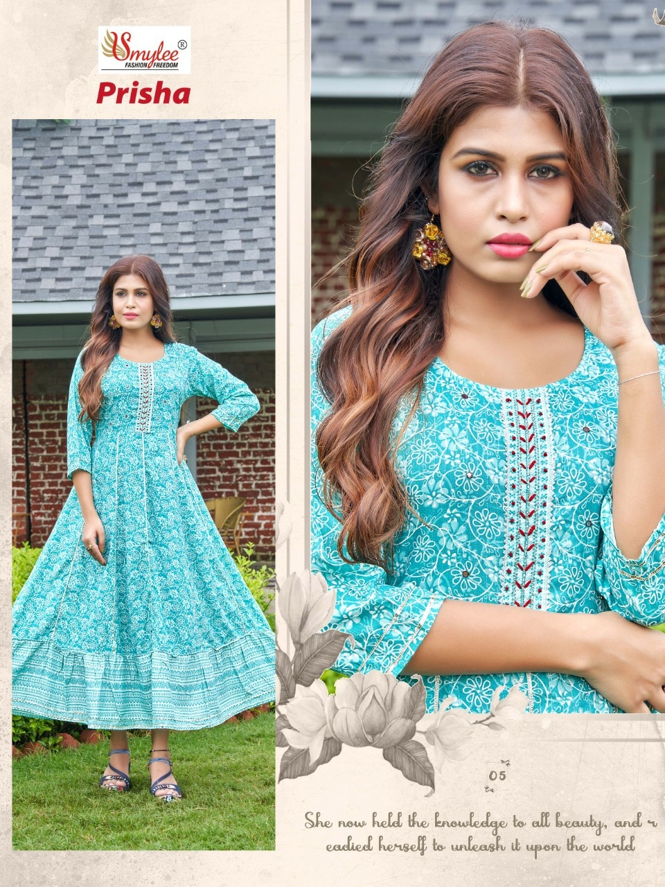 Smylee Prisha Rayon Print Wholesale Long Kurtis Catalog — Wholesale Kurtis, MPA wholesale from Surat - Gallery Image 5
