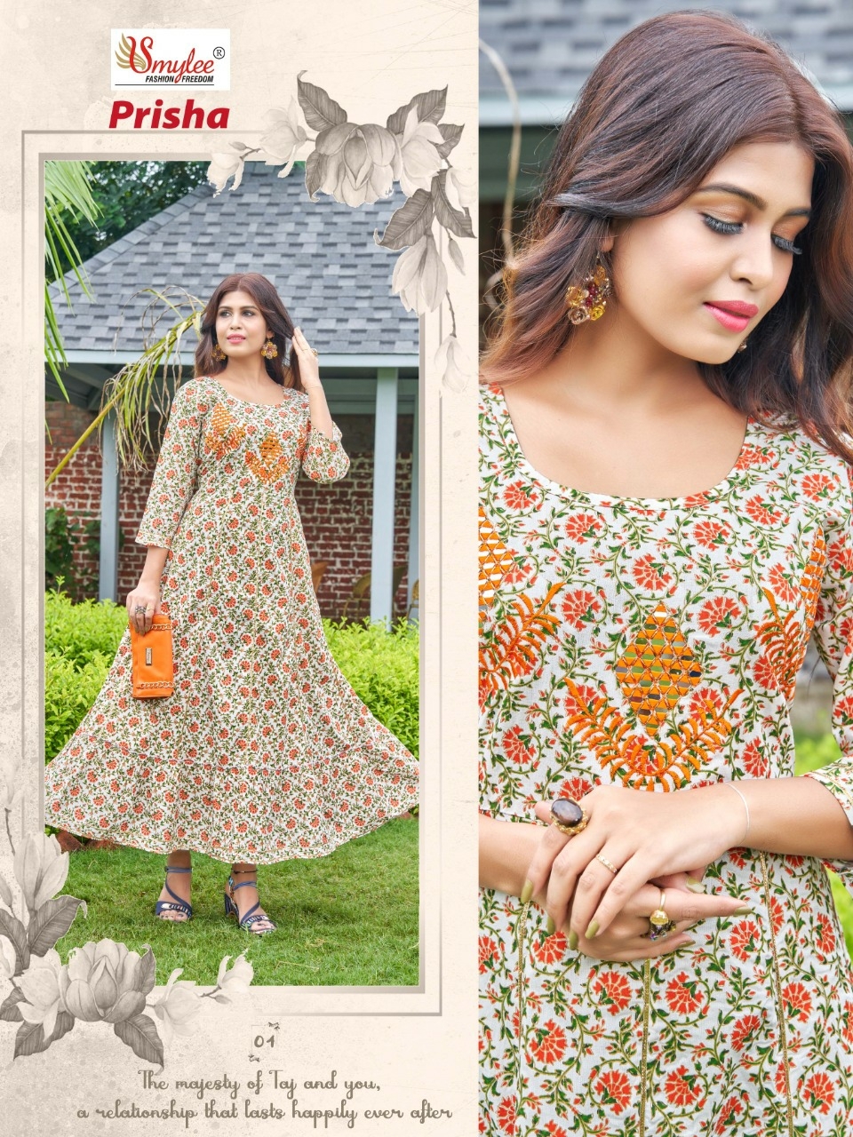 Smylee Prisha Rayon Print Wholesale Long Kurtis Catalog — Wholesale Kurtis, MPA wholesale from Surat - Gallery Image 6