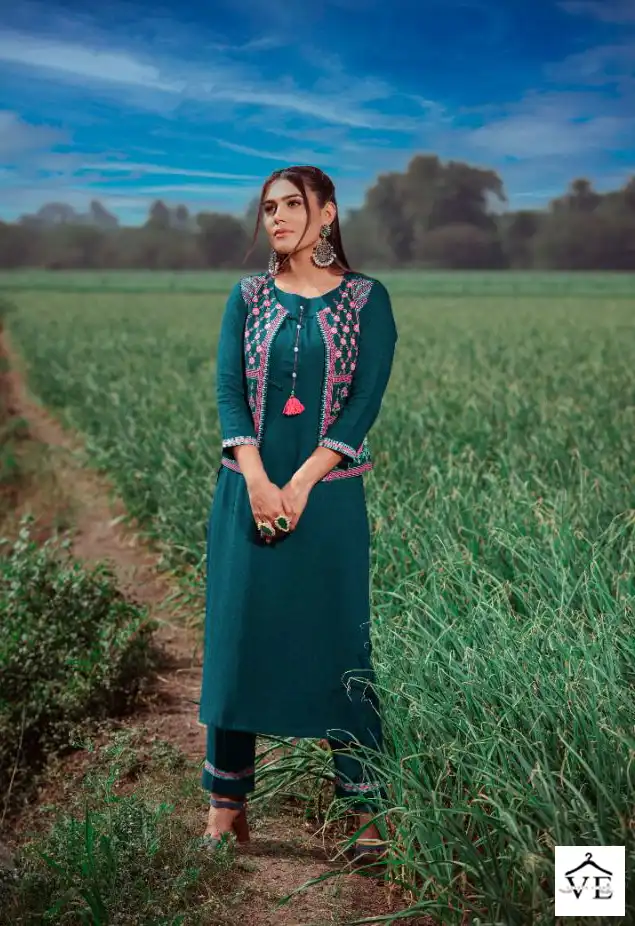 Psyna Punjabi Kudi Rayon 14 Kg Wholesale Kurtis And Jacket With Bottom Catalog — Wholesale Kurtis, MPA wholesale from Surat - Gallery Image 5