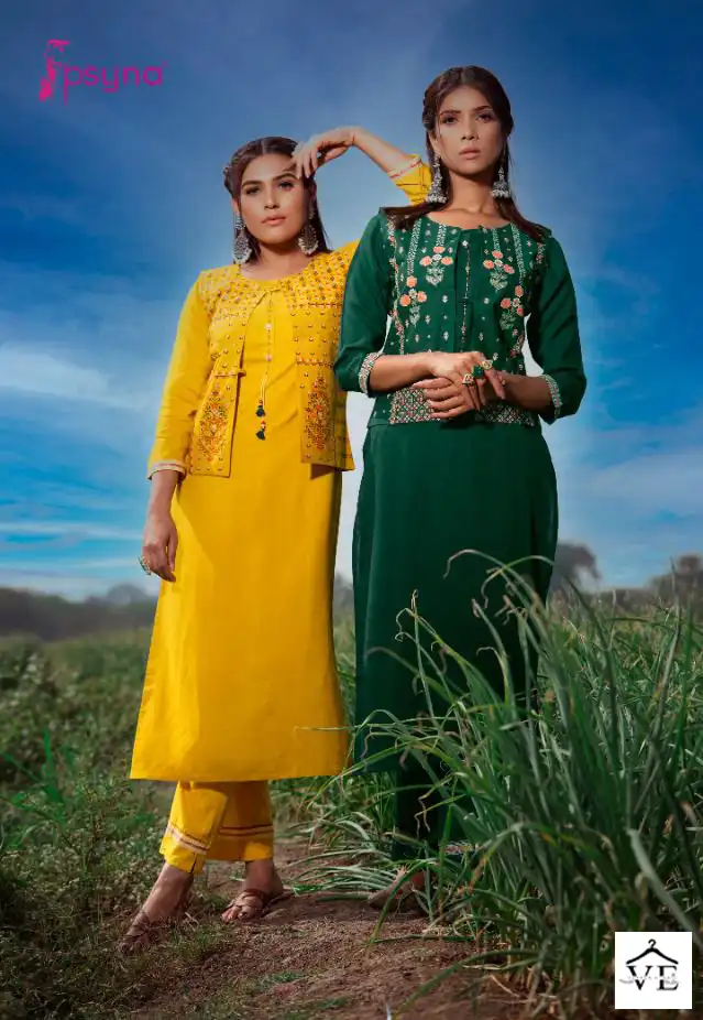 Psyna Punjabi Kudi Rayon 14 Kg Wholesale Kurtis And Jacket With Bottom Catalog — Wholesale Kurtis, MPA wholesale from Surat - Gallery Image 6